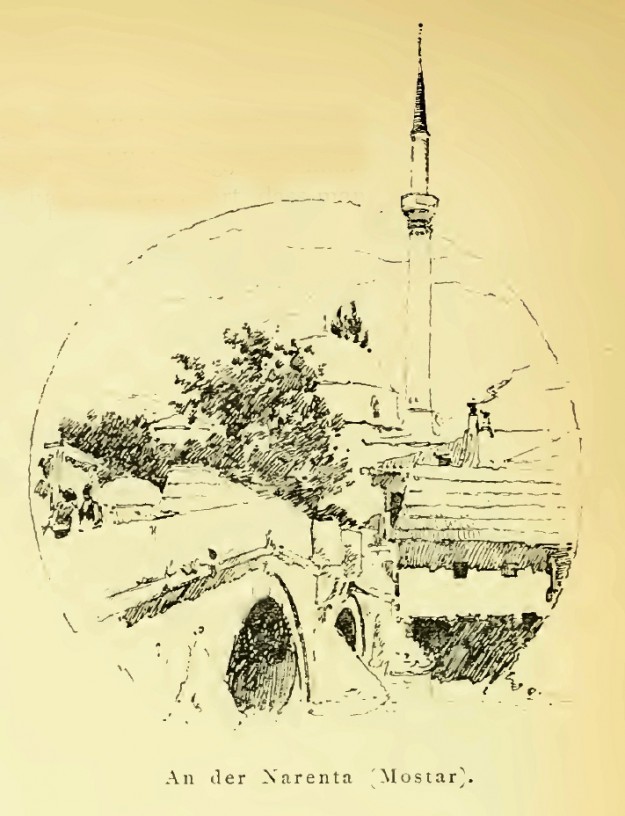 Jusovina – Oručevića ćuprija (crtež iz knjige Heinricha Rennera – Durch Bosnien und die Hercegovina, 1897