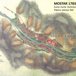 Mostar karta grada (Austrijski vojni špijuni Golubović i Matuć crtali) 1783 (Napomena: Sjever pogrešno označen)